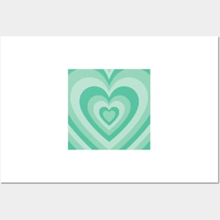 green retro heart Posters and Art